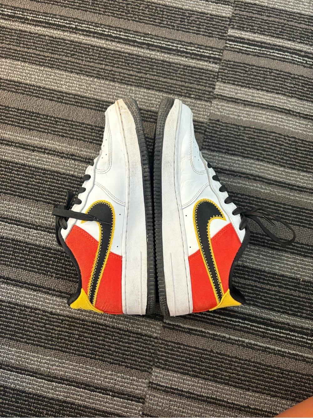 Nike Air Sneakers in White with Orange, Yellow and Black Accents - Picture 4 of 6